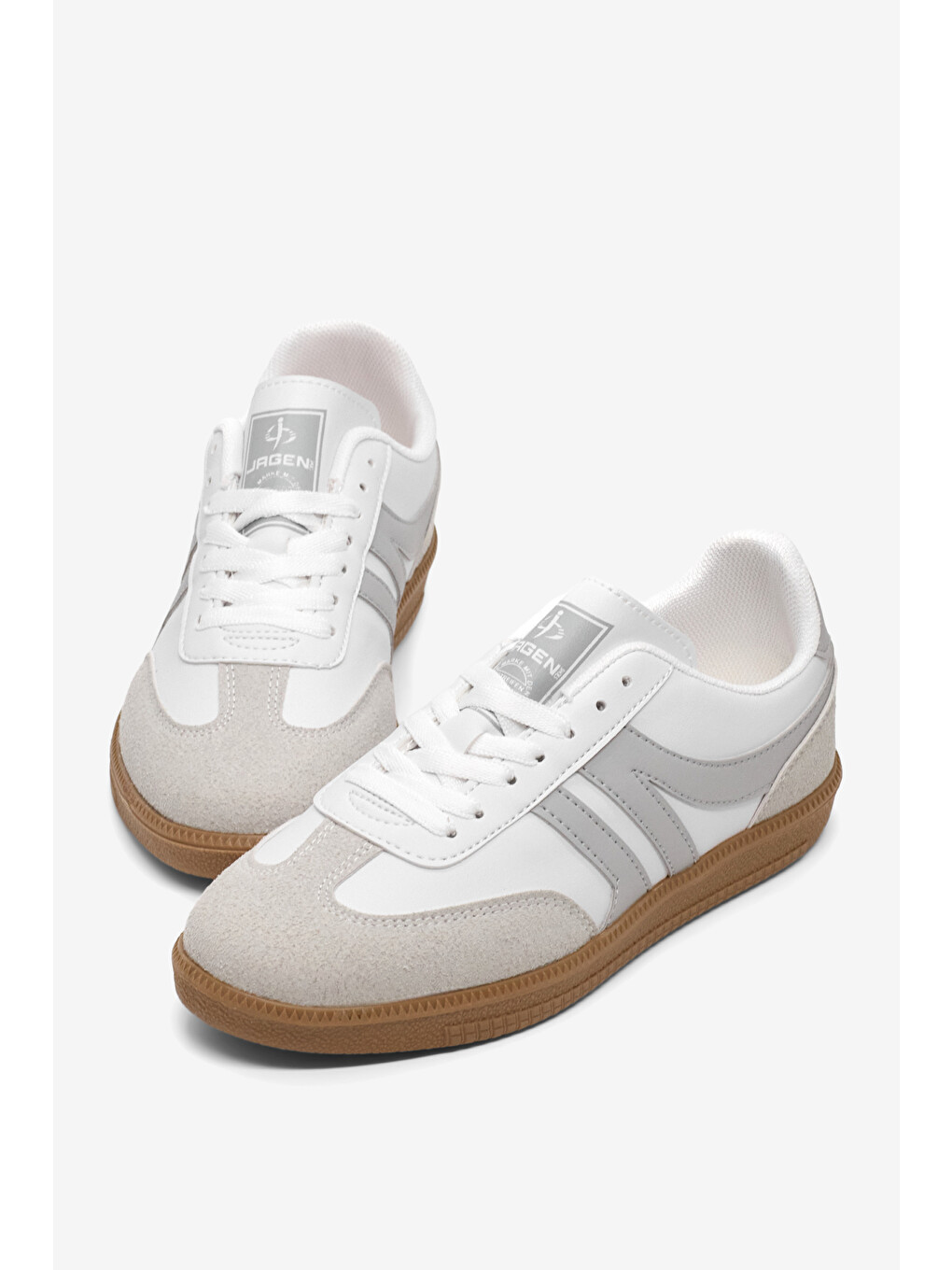 Kadın Beyaz Gri Rahat Kalıp Nefes Alabilen Sneaker-1