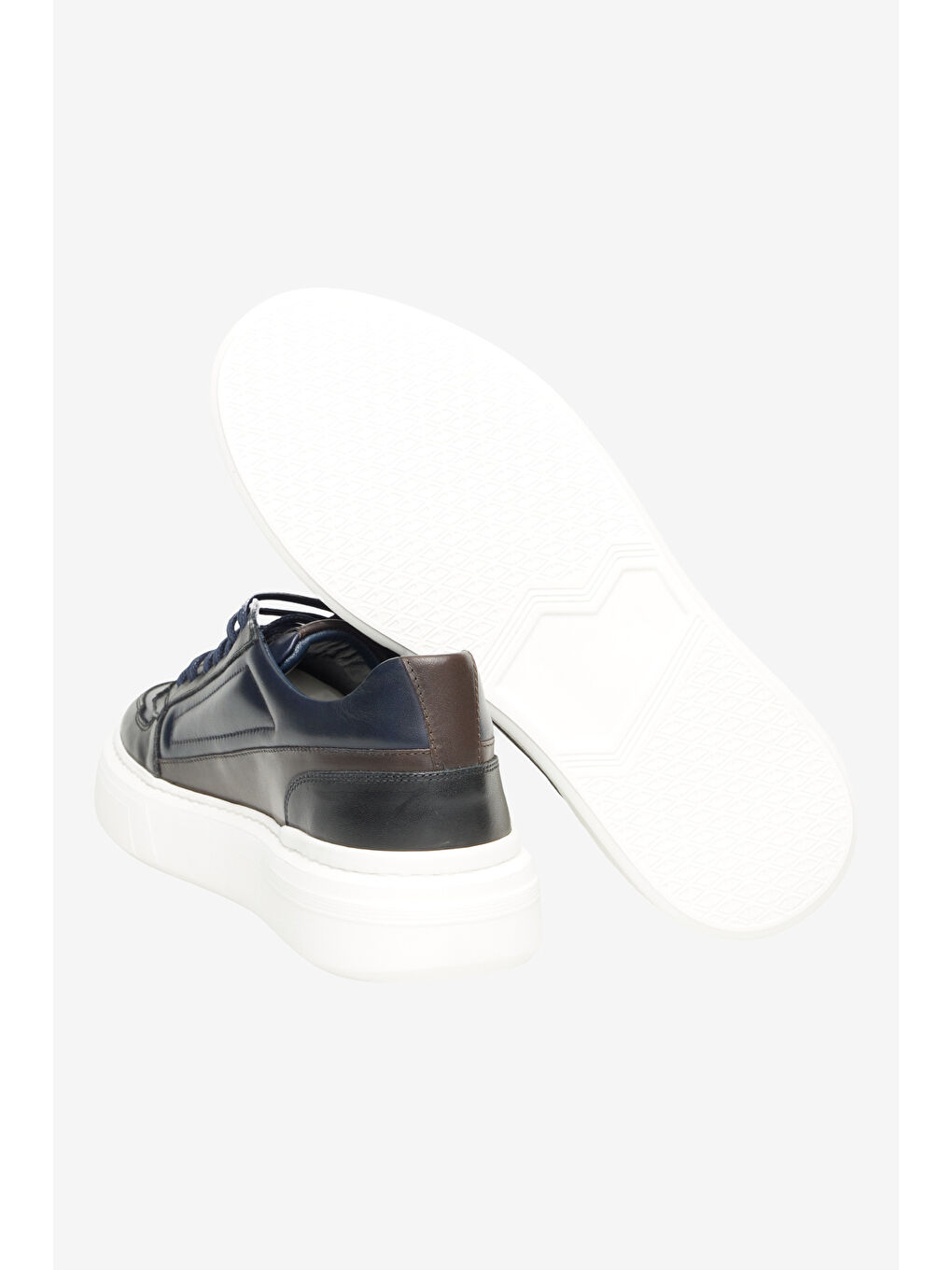 Erkek Lacivert %100 Deri Konforlu Rahat Taban Spor Sneaker Ayakkabı-3