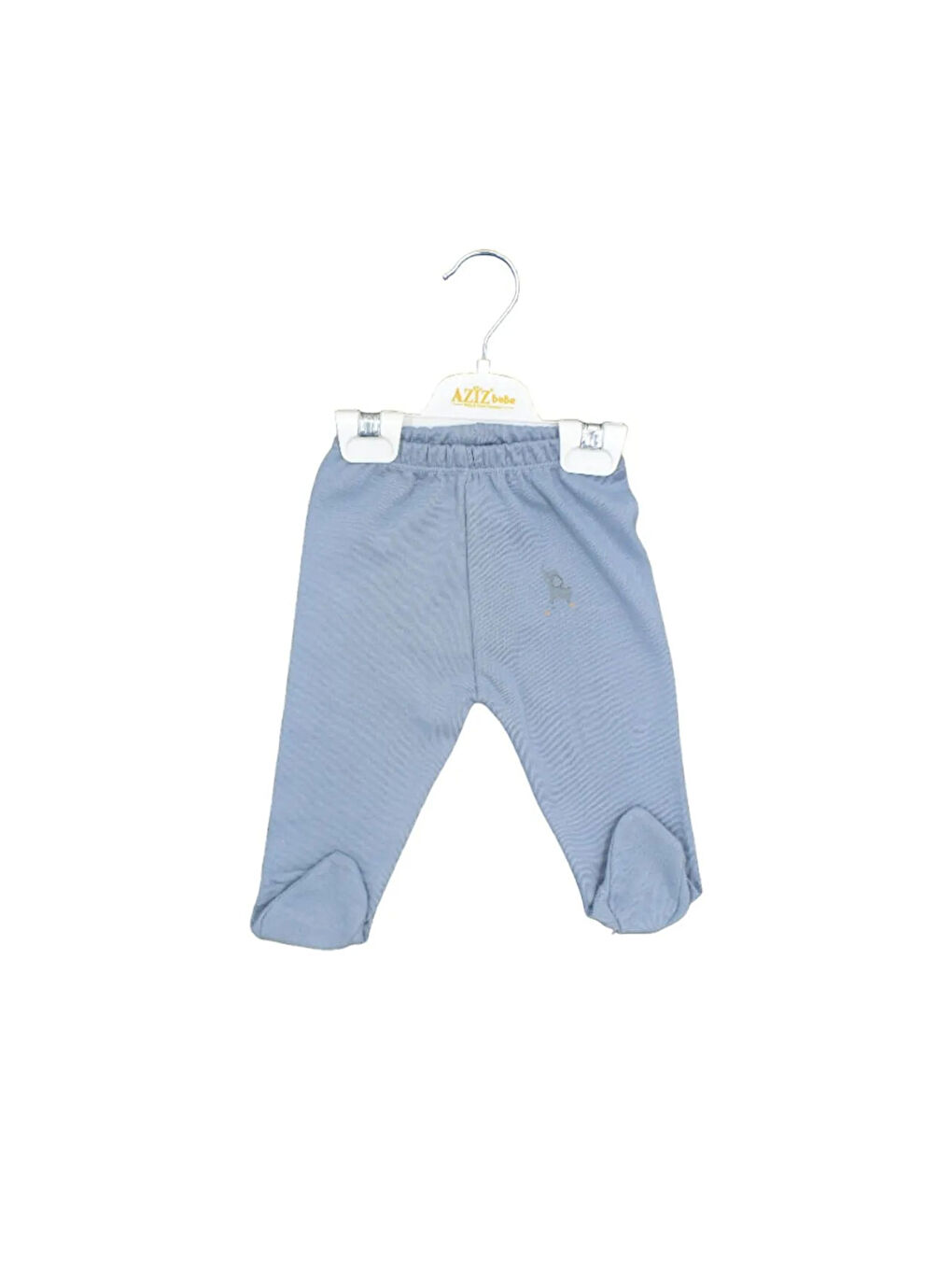 AZİZ BEBE Mavi Unisex Fil Desenli Beli Lastikli Patikli Bebek Pantolonu 0 Ay - 12 Ay