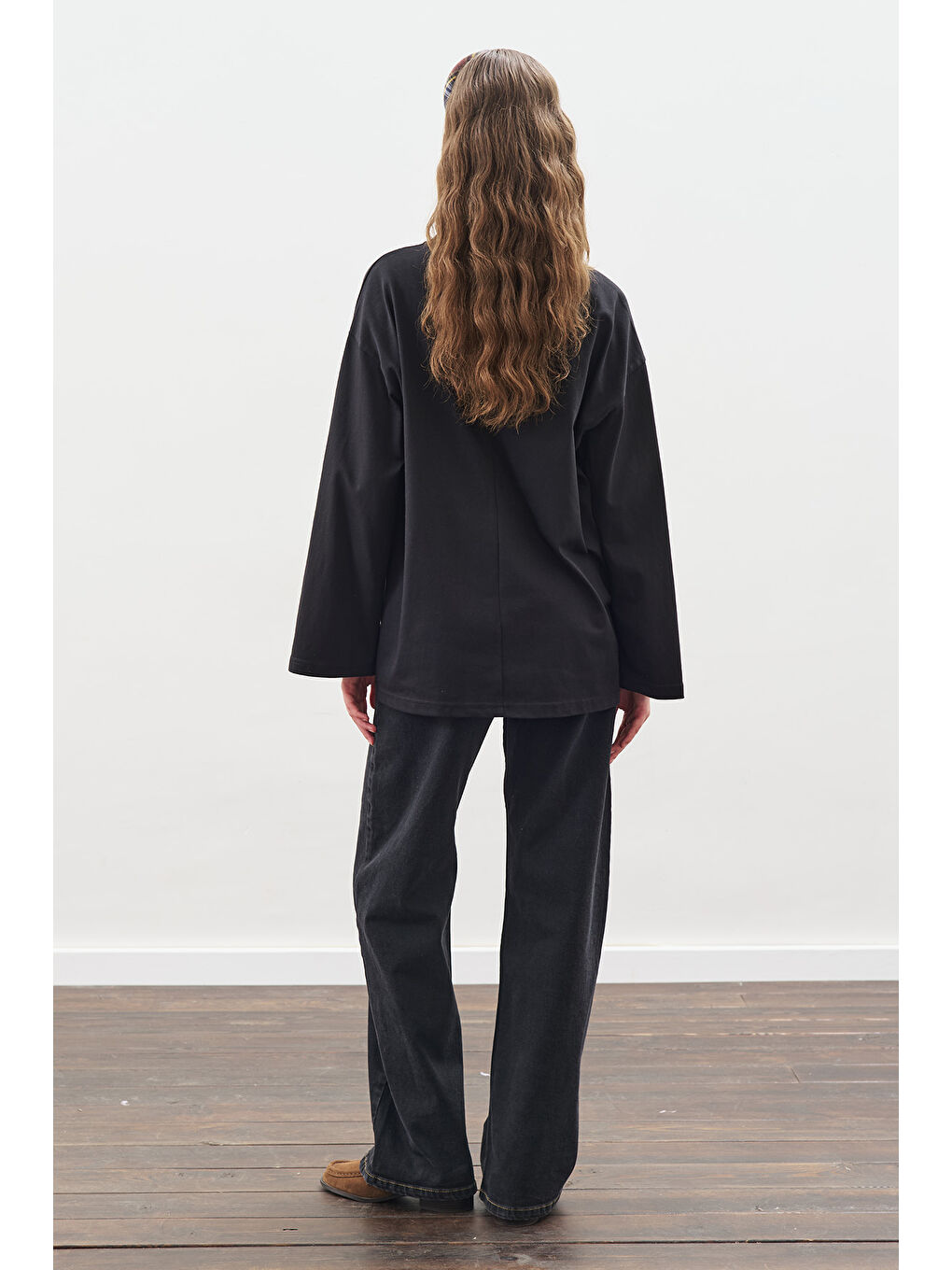 Yüksek Yaka Bağlamalı Bluz Siyah-5