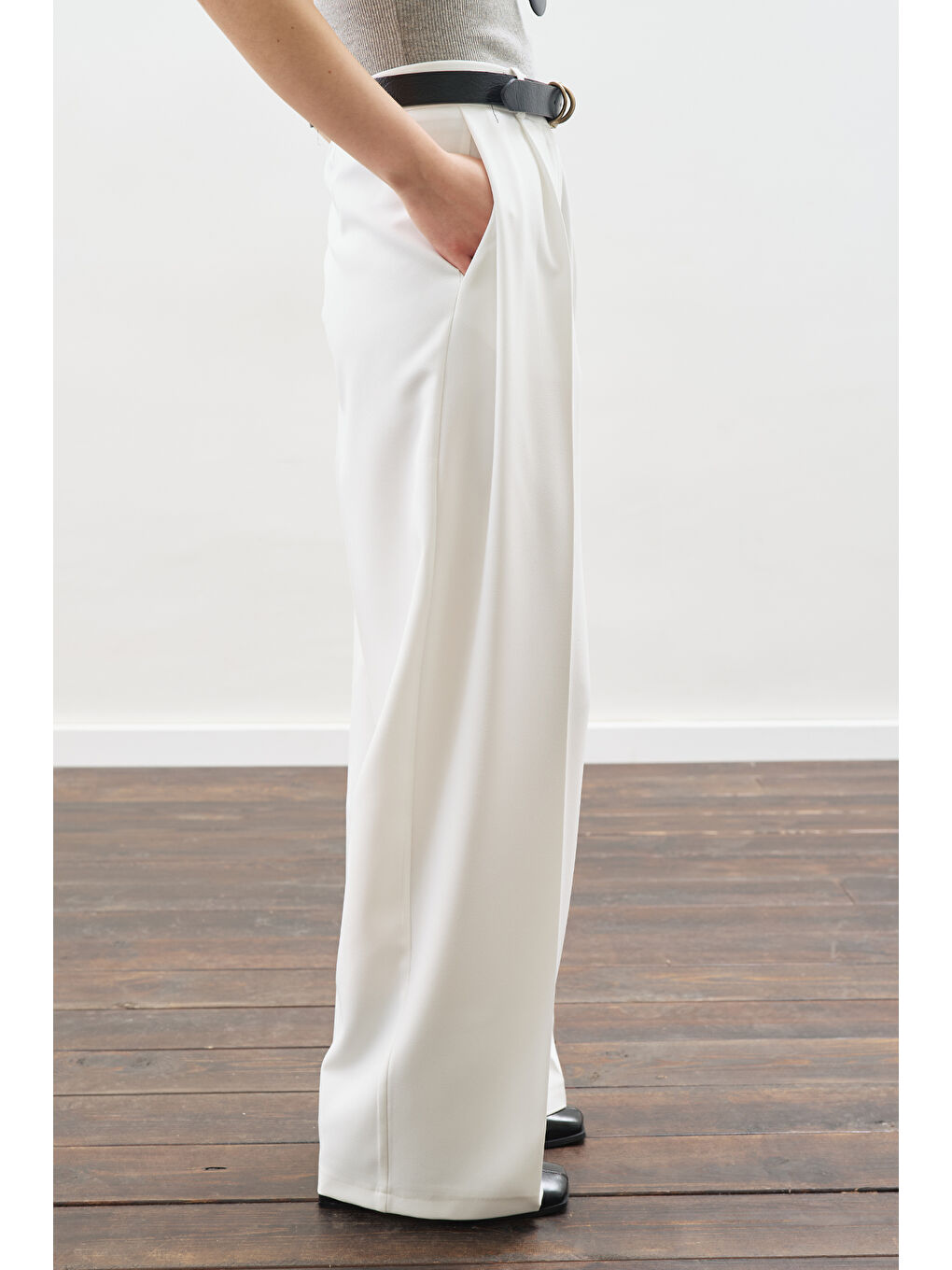 Dona Pileli Palazzo Pantolon Ekru-1