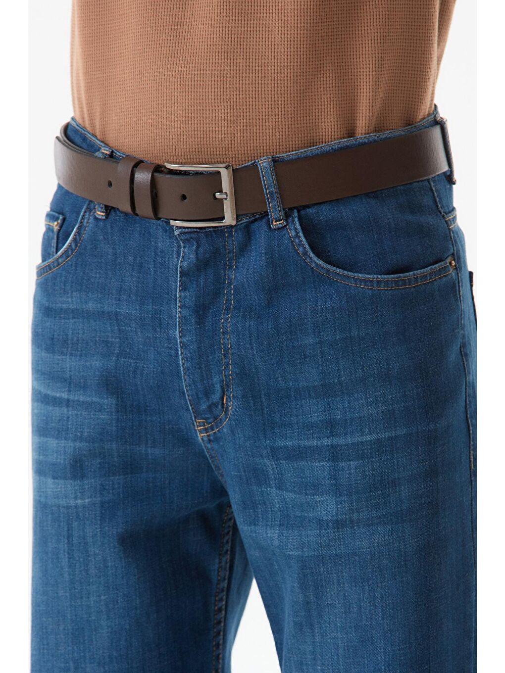 Kahverengi Spor Suni Deri Kemer-1