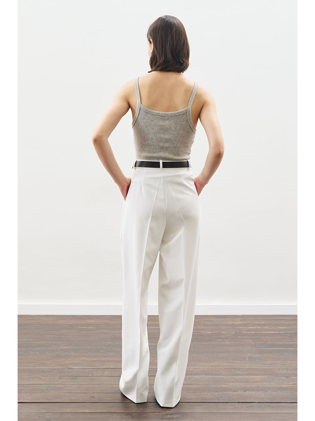 Dona Pileli Palazzo Pantolon Ekru-5
