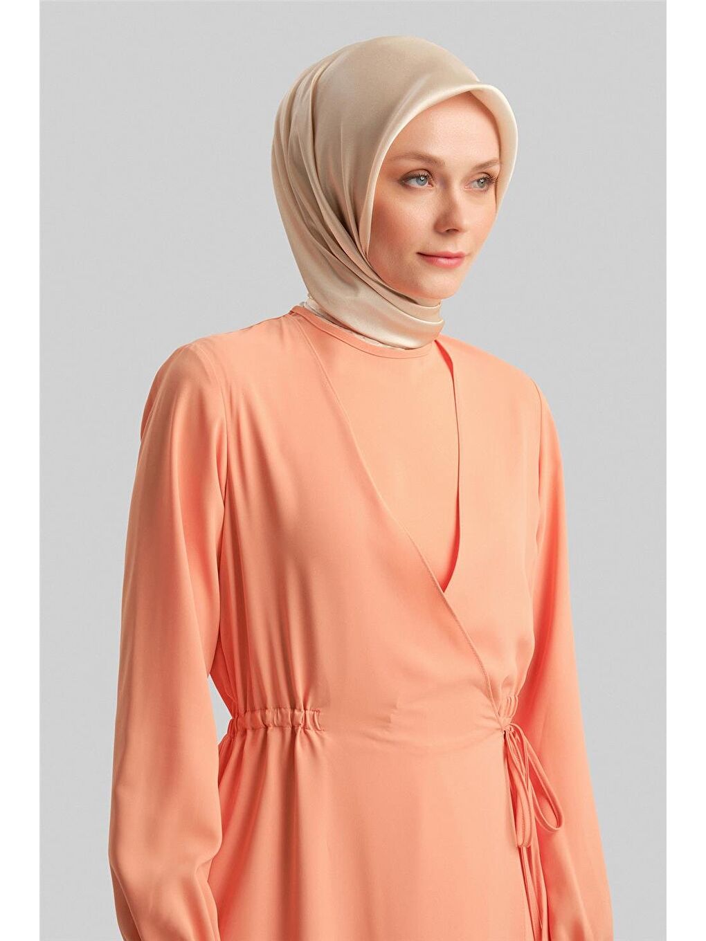 Turuncu Anvelop Elbise Ort9230 Şeftali-2