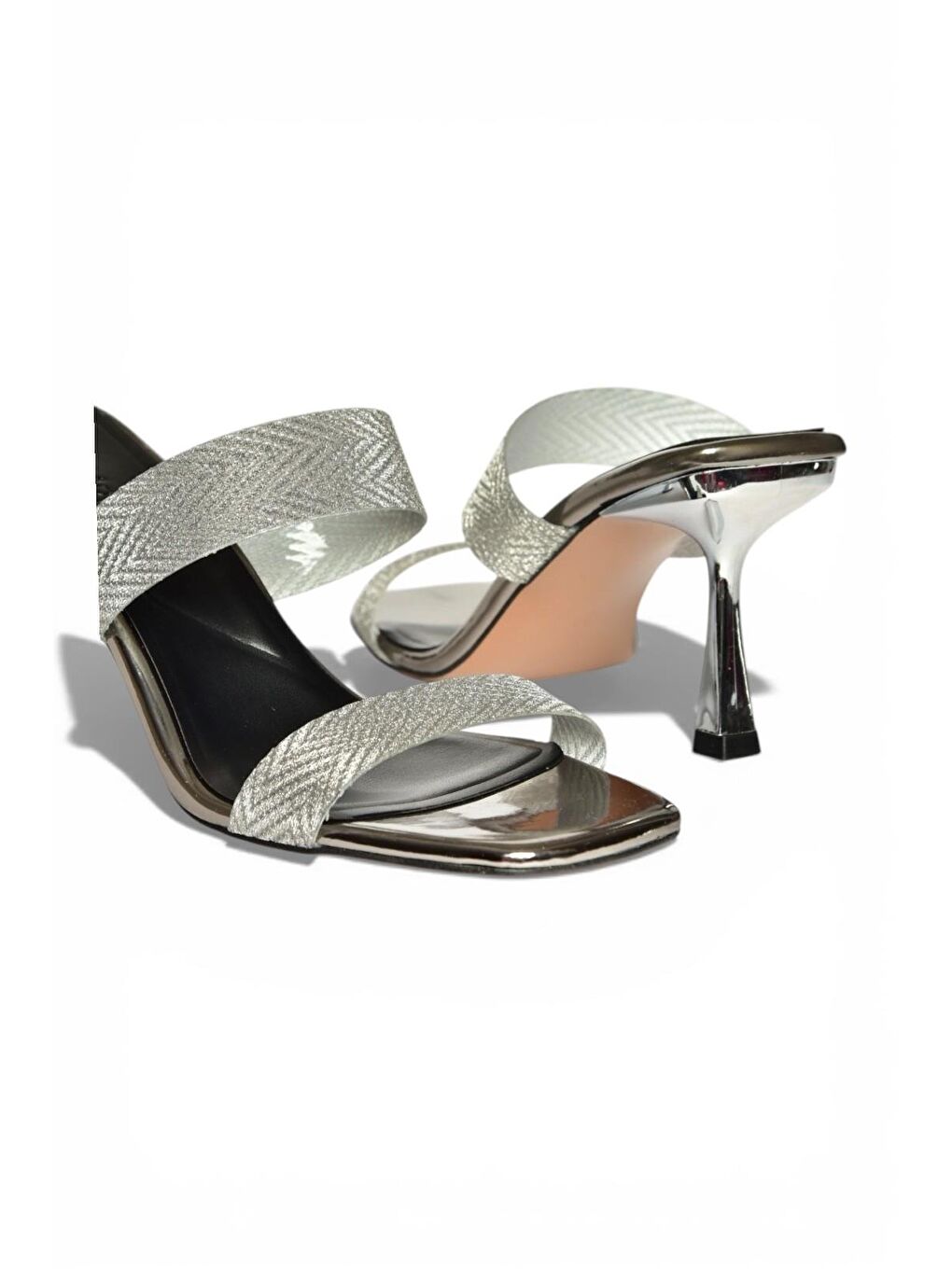 Antrasit Platin Kadın Topuklu Terlik Y820013834-5