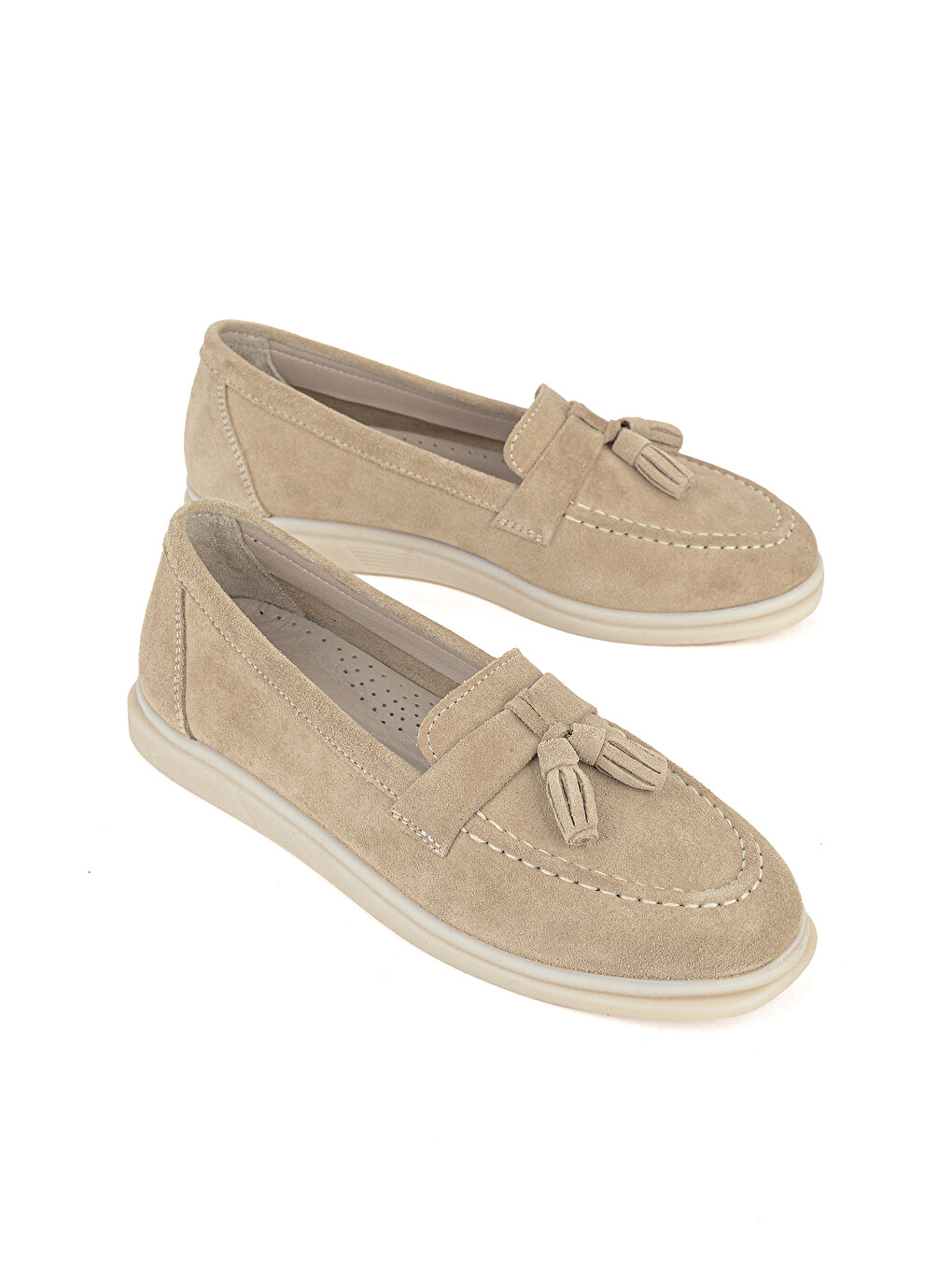 Kadın Hakiki Deri Loafer Ayakkabı 161359Z402 Bej-1