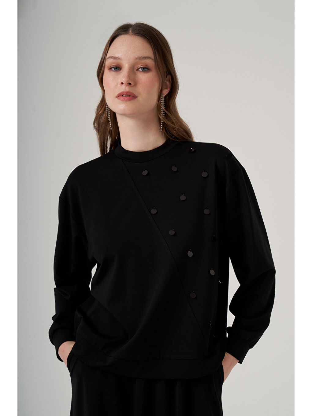 Pul Detay Etekli Takım 1078 Siyah-1