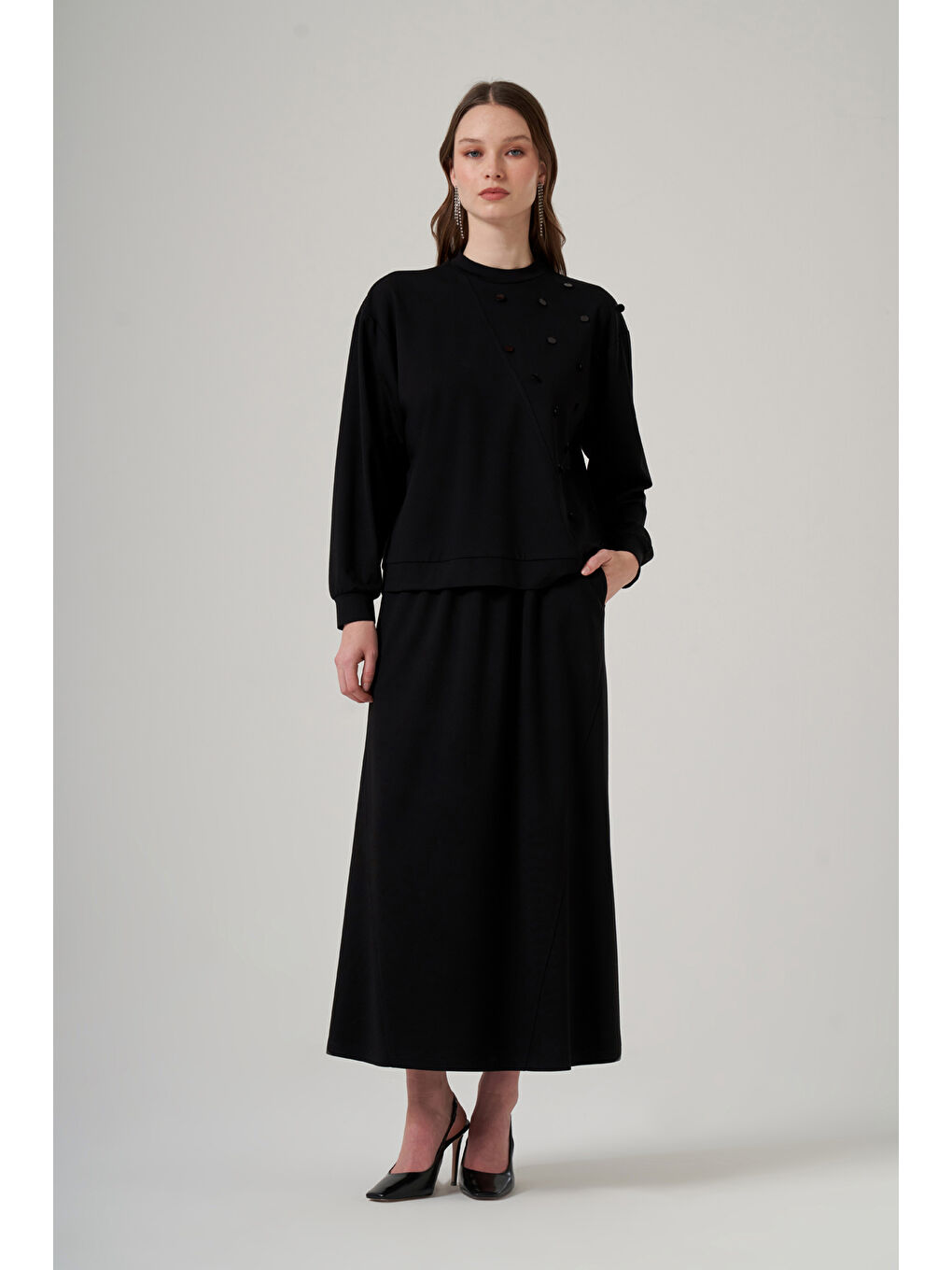 Pul Detay Etekli Takım 1078 Siyah-3