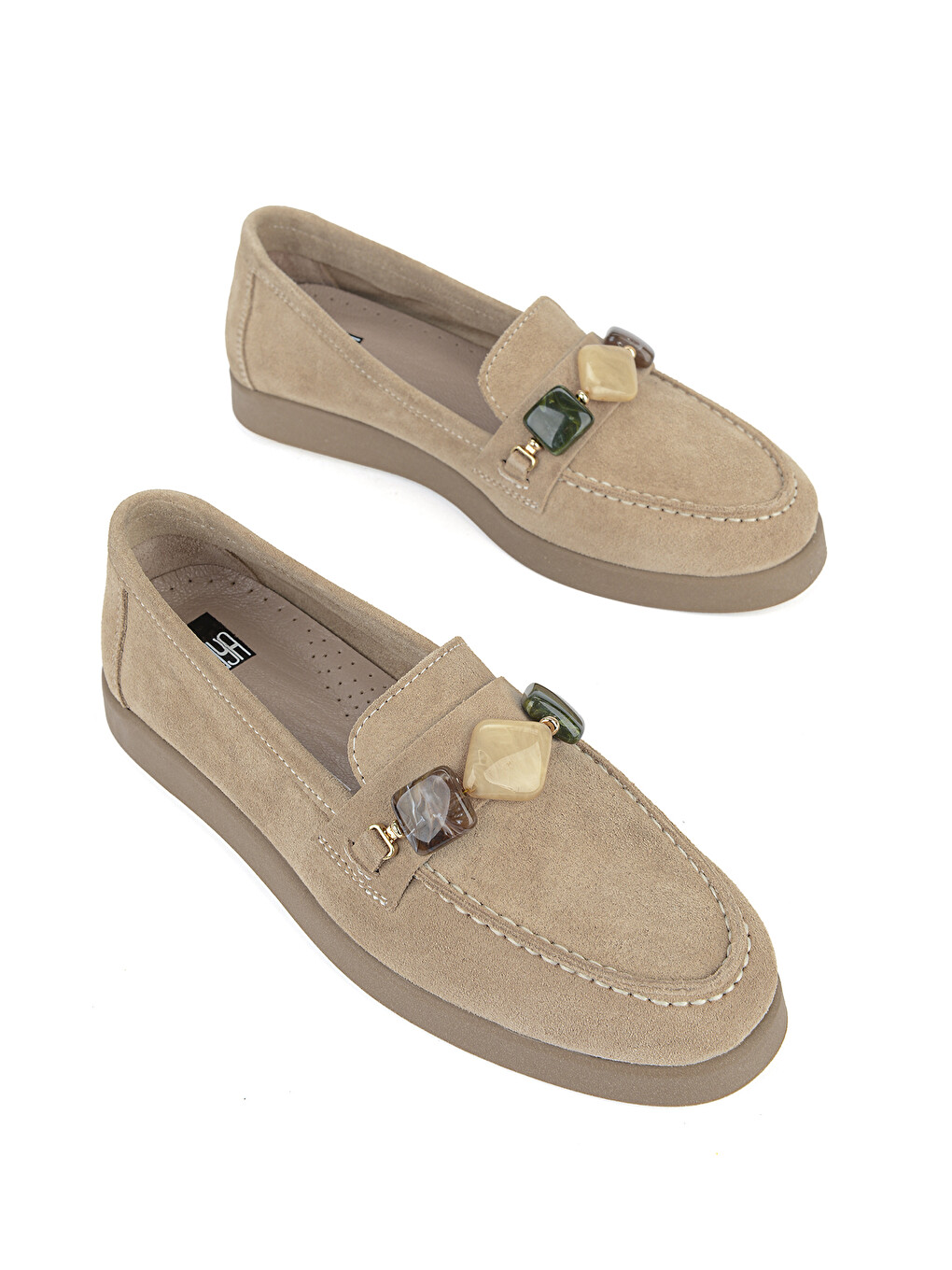 Kadın Hakiki Deri Loafer Ayakkabı 161359Z710 Bej-1