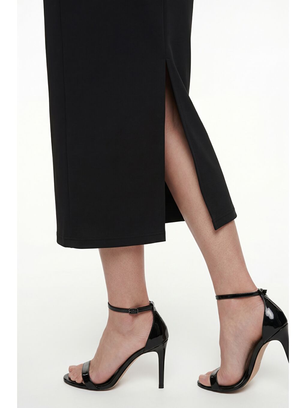 Kadın Siyah Kayık Yaka Midi Kalem Davet Elbisesi-3