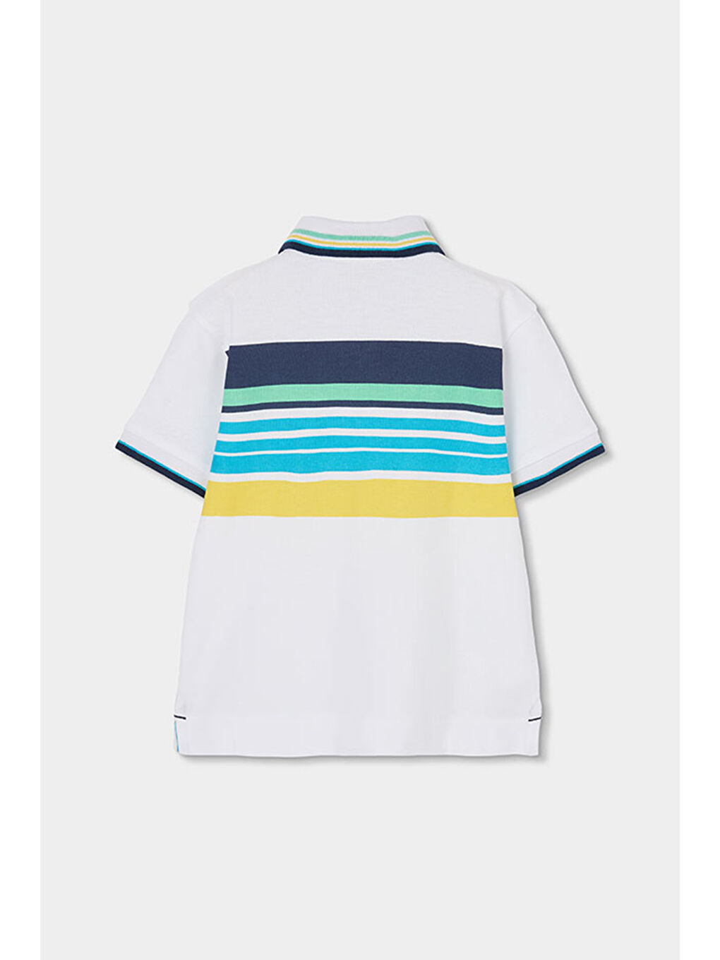 Çizgi Desenli Polo Yaka Tshirt 2-6 Yaş Beyaz-2