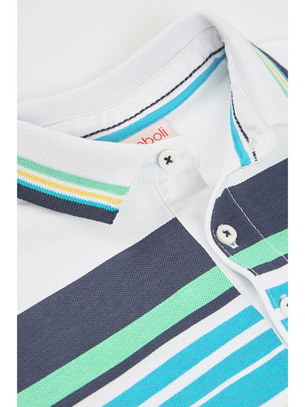 Çizgi Desenli Polo Yaka Tshirt 2-6 Yaş Beyaz-3