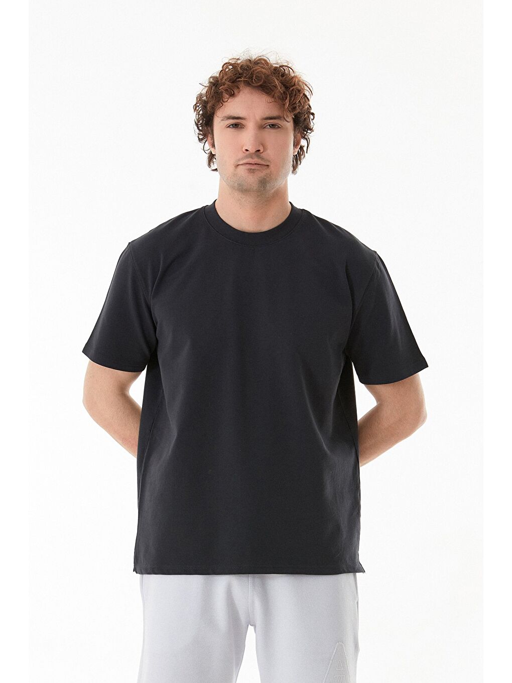 Antrasit Basic Bisiklet Yaka Tişört