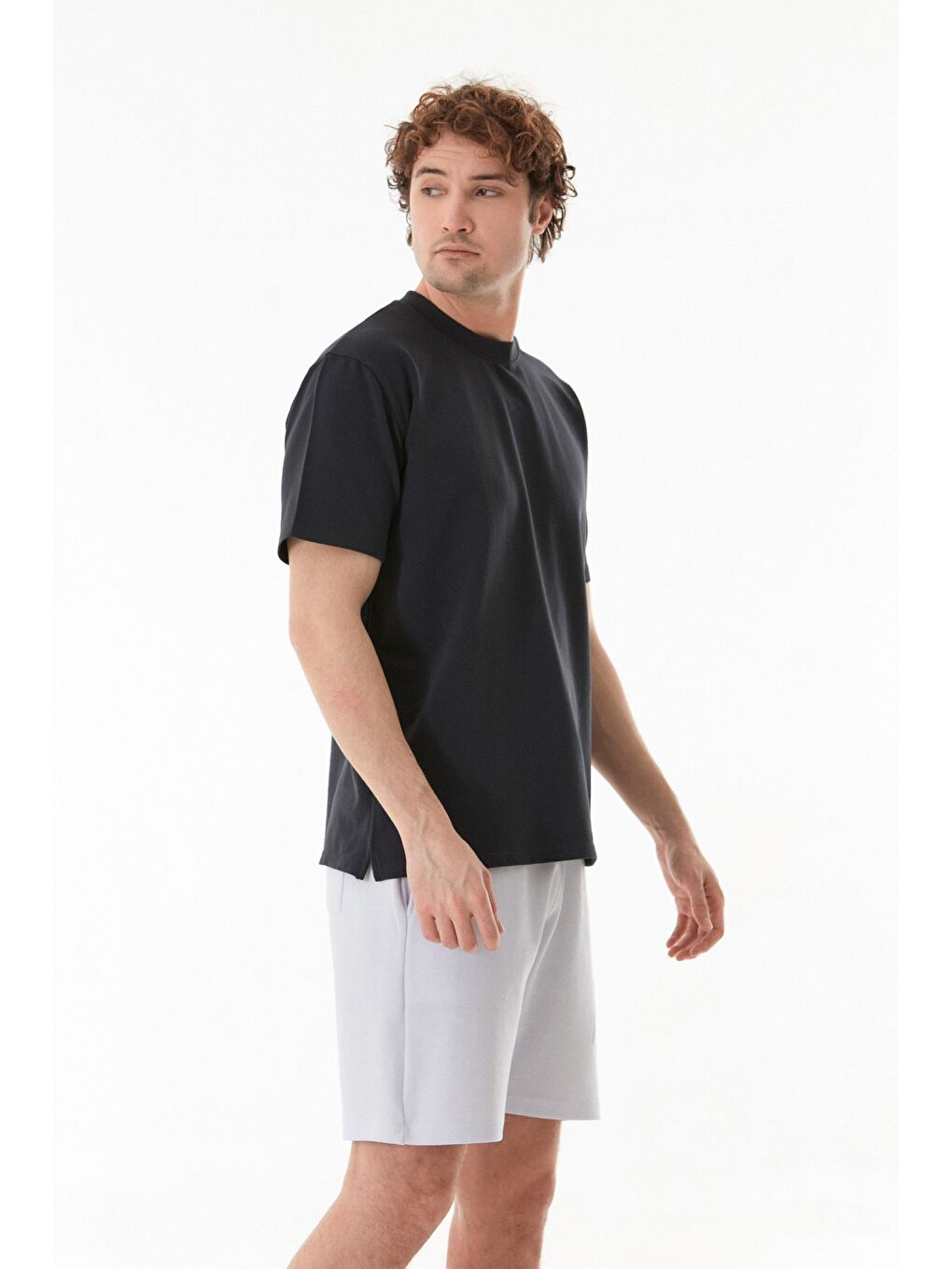 Antrasit Basic Bisiklet Yaka Tişört-1