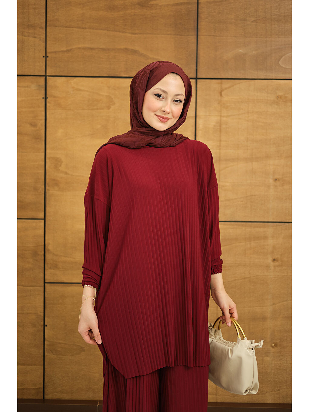 Kadın PILISE DETAYLI TAKIM Bordo-1
