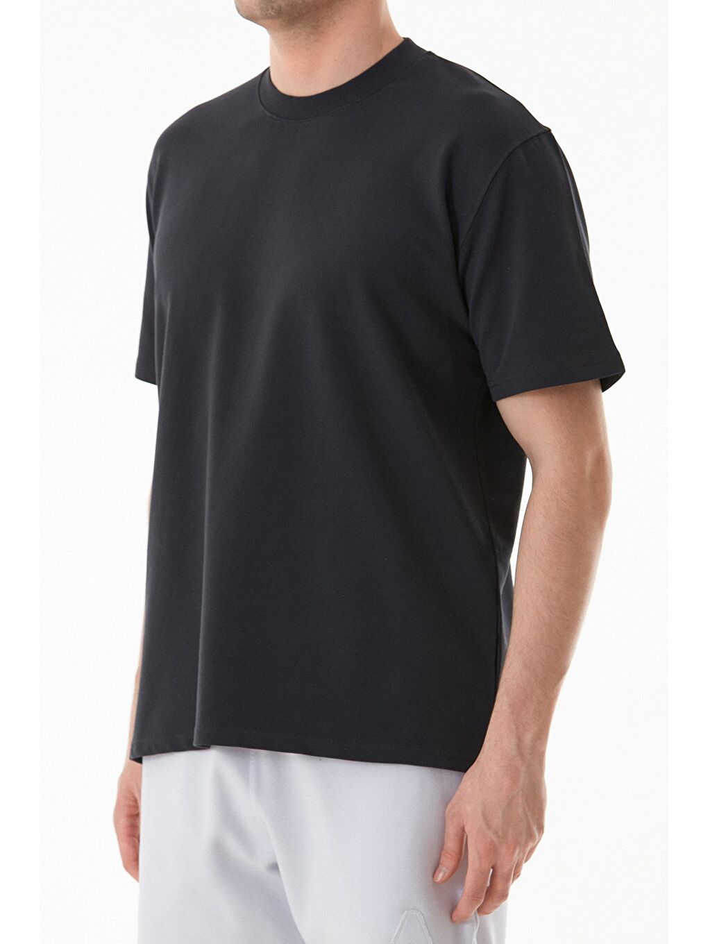 Antrasit Basic Bisiklet Yaka Tişört-4