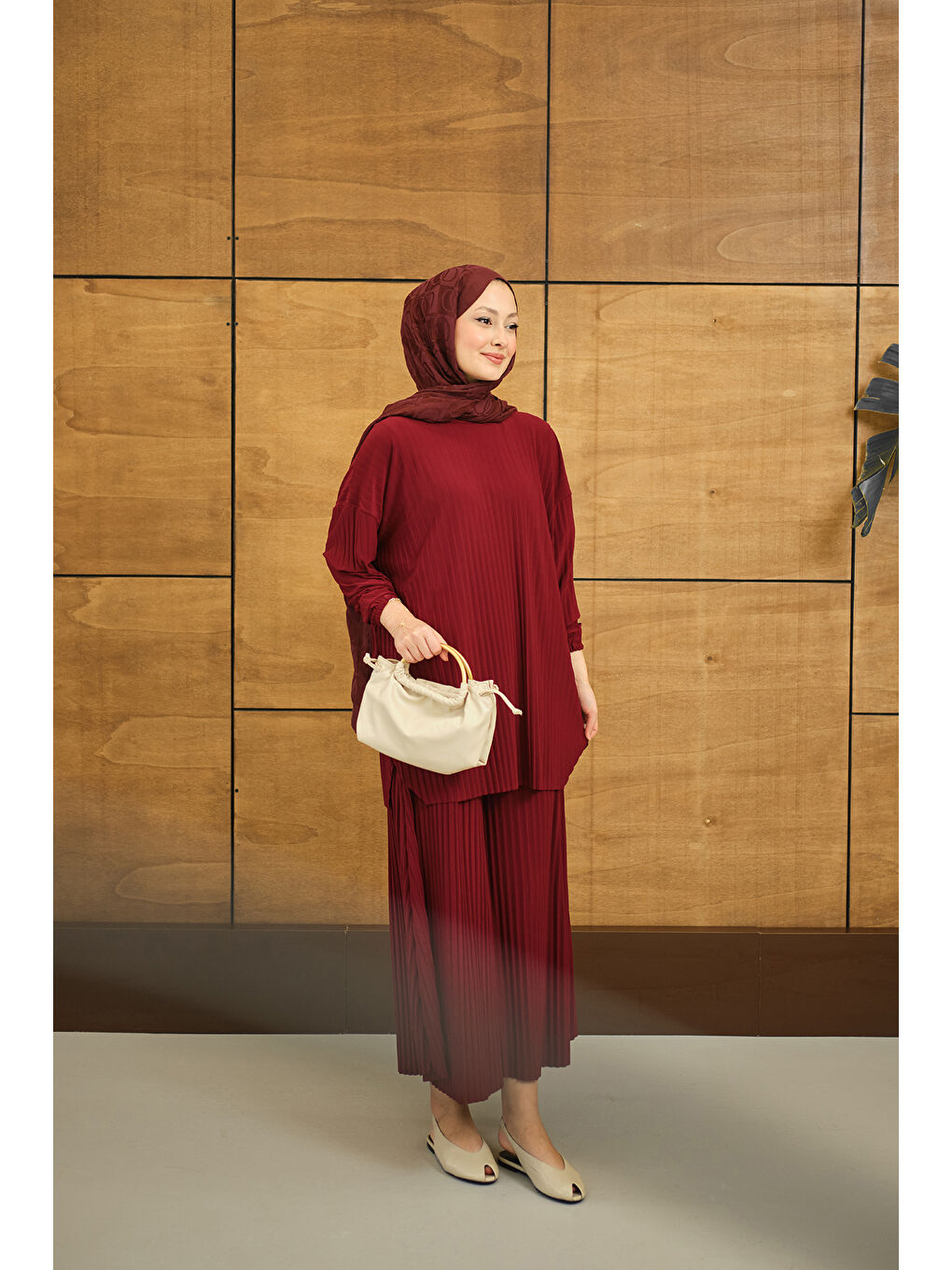 Kadın PILISE DETAYLI TAKIM Bordo-2
