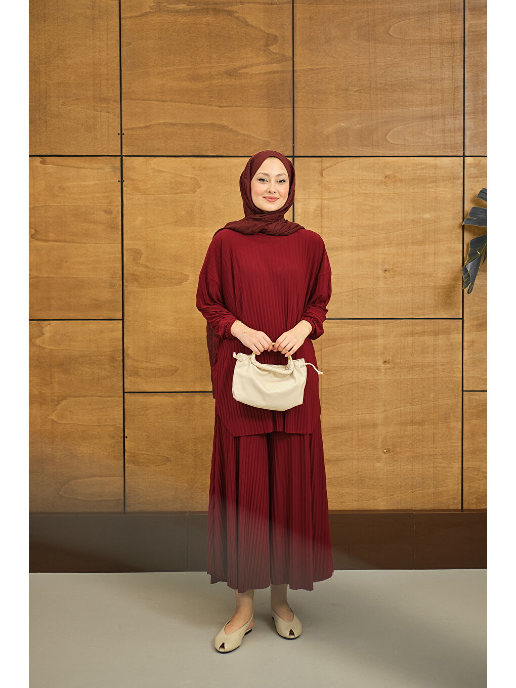 Kadın PILISE DETAYLI TAKIM Bordo-3
