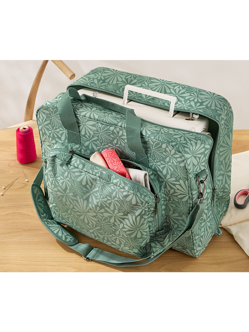 Yeşil Dikiş Makinesi El Çantası-1