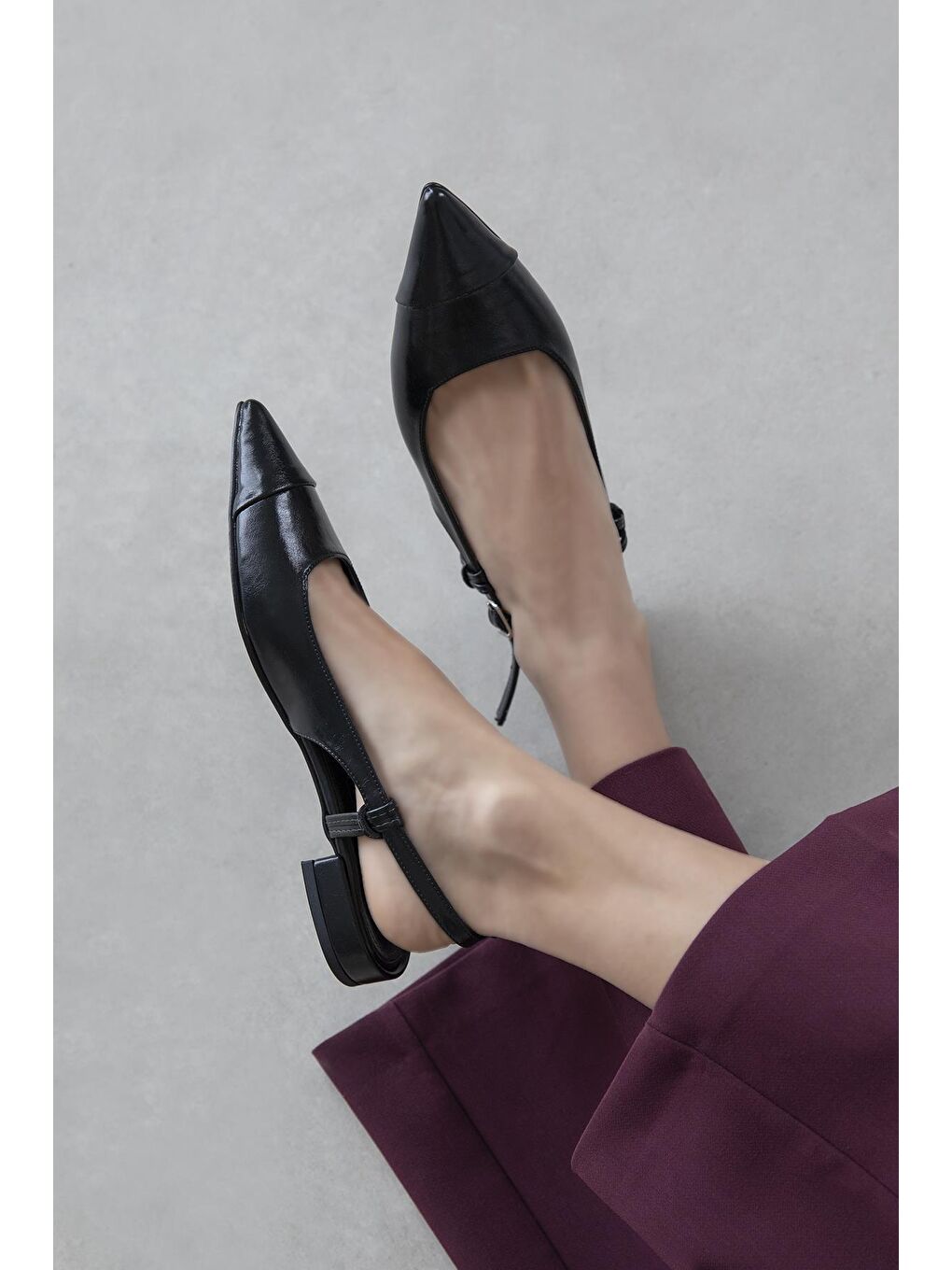 Hubert Kadın Topuklu Kırışık Deri Ayakkabı Siyah-2
