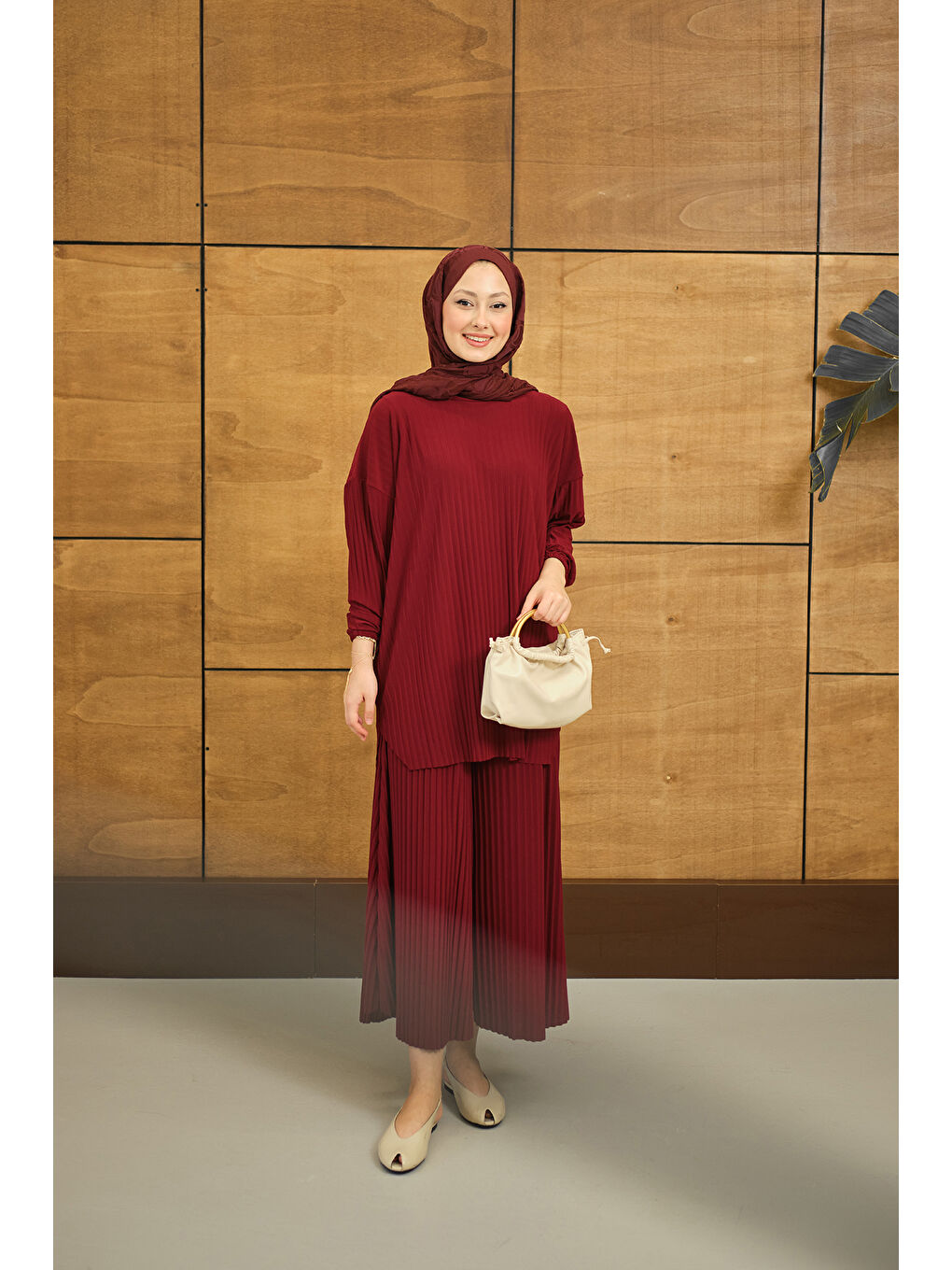 Kadın PILISE DETAYLI TAKIM Bordo-4