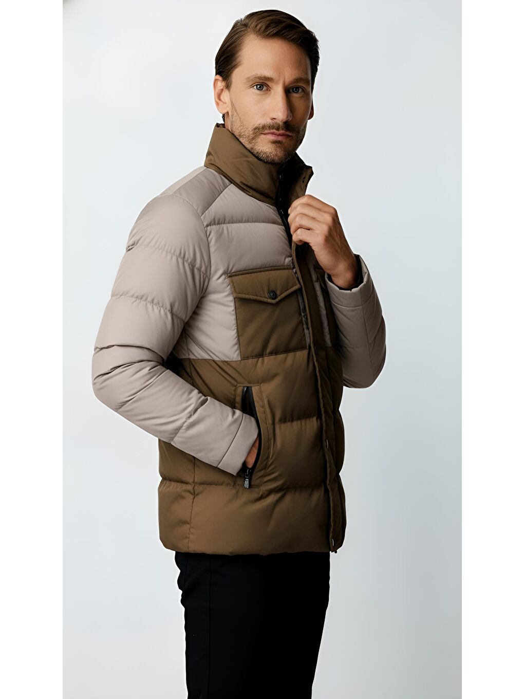 Erkek Bej Şişme Mont-2