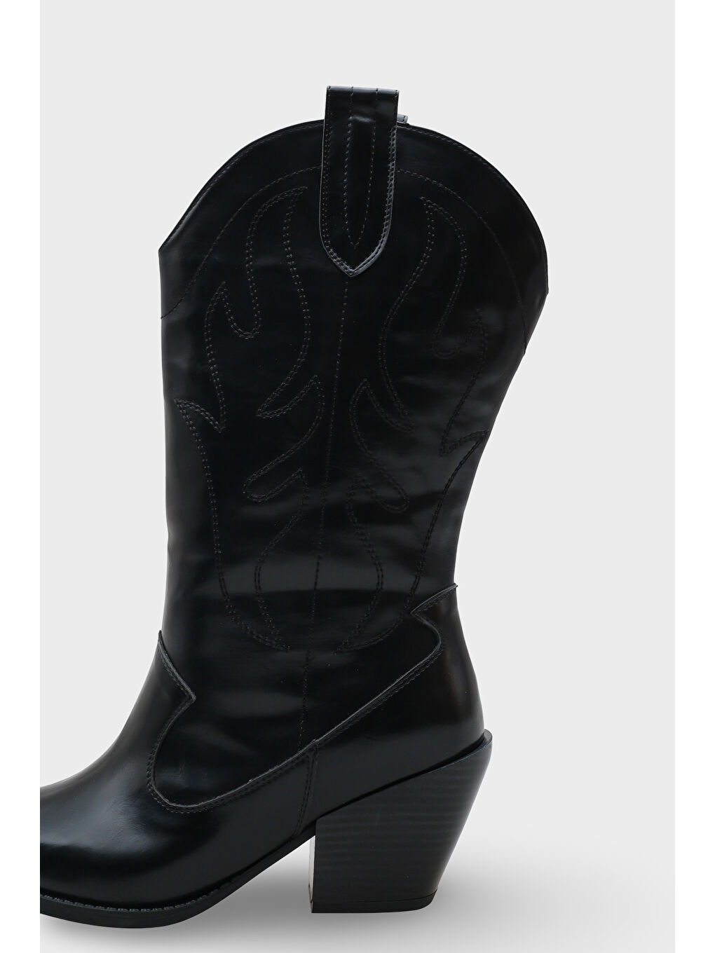 Siyah Malina Sivri Burunlu Nakışlı Kadın Kovboy Çizme-3