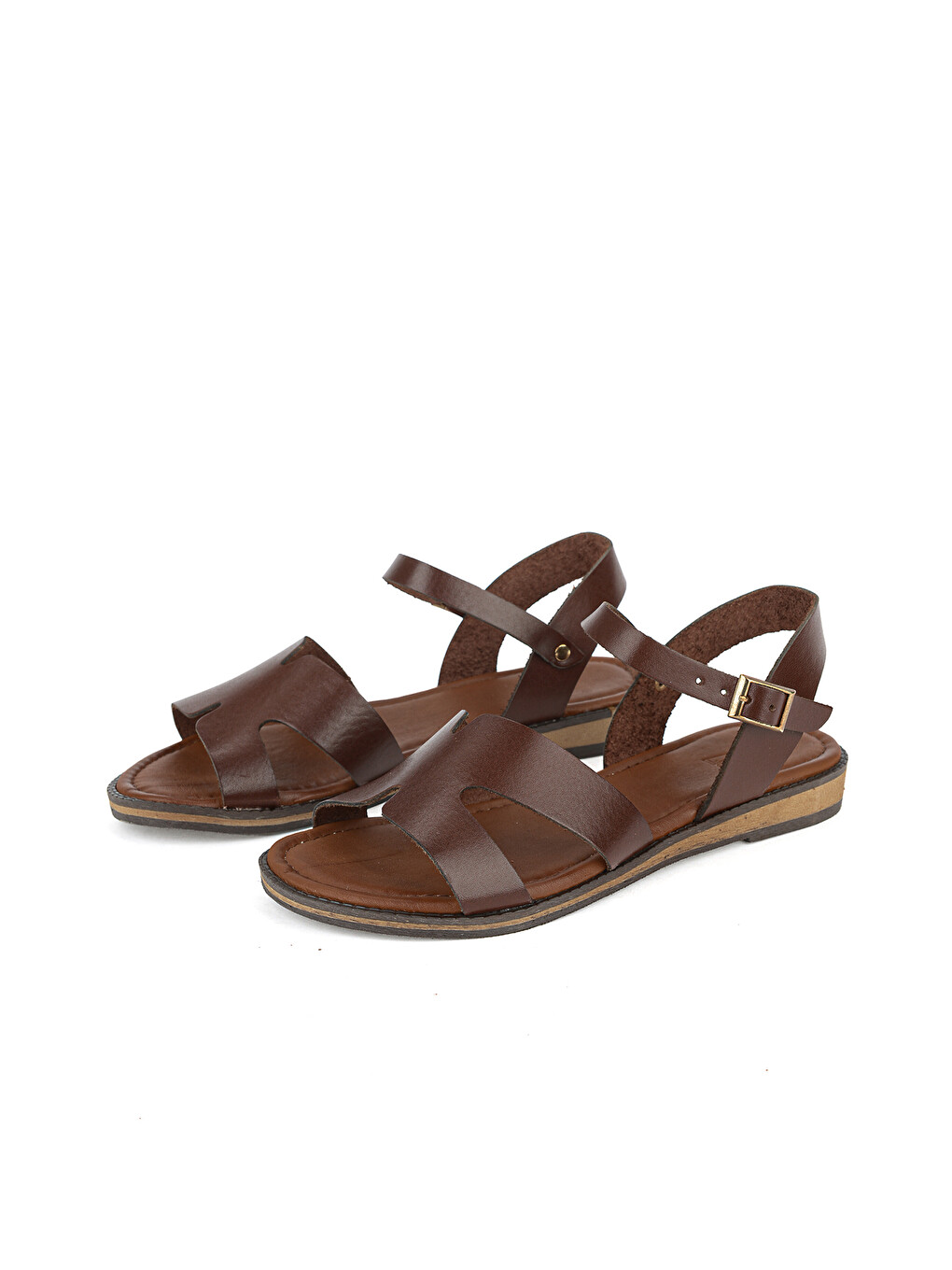 Kahverengi Kadın Hakiki Deri Sandalet 1611010Z436 Kahve-4