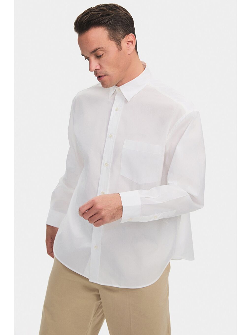 Beyaz Exclusive Erkek Oversize Gömlek