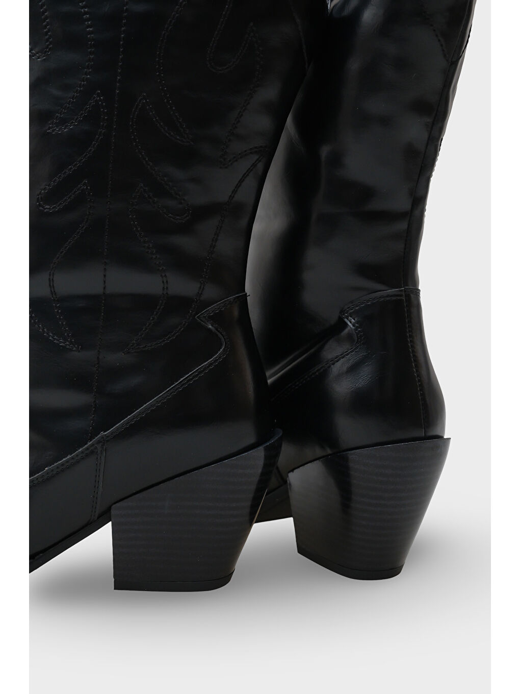 Siyah Malina Sivri Burunlu Nakışlı Kadın Kovboy Çizme-5