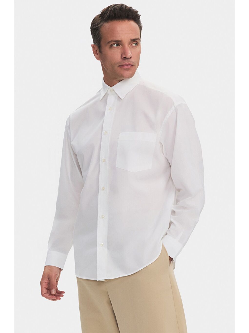 Beyaz Exclusive Erkek Oversize Gömlek-3