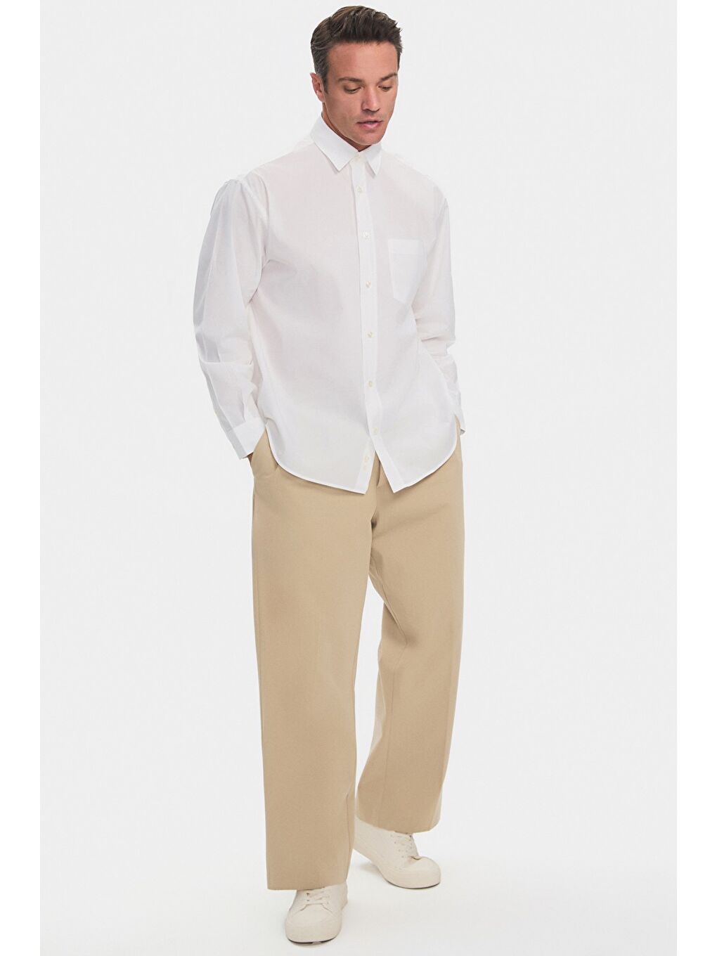 Beyaz Exclusive Erkek Oversize Gömlek-4