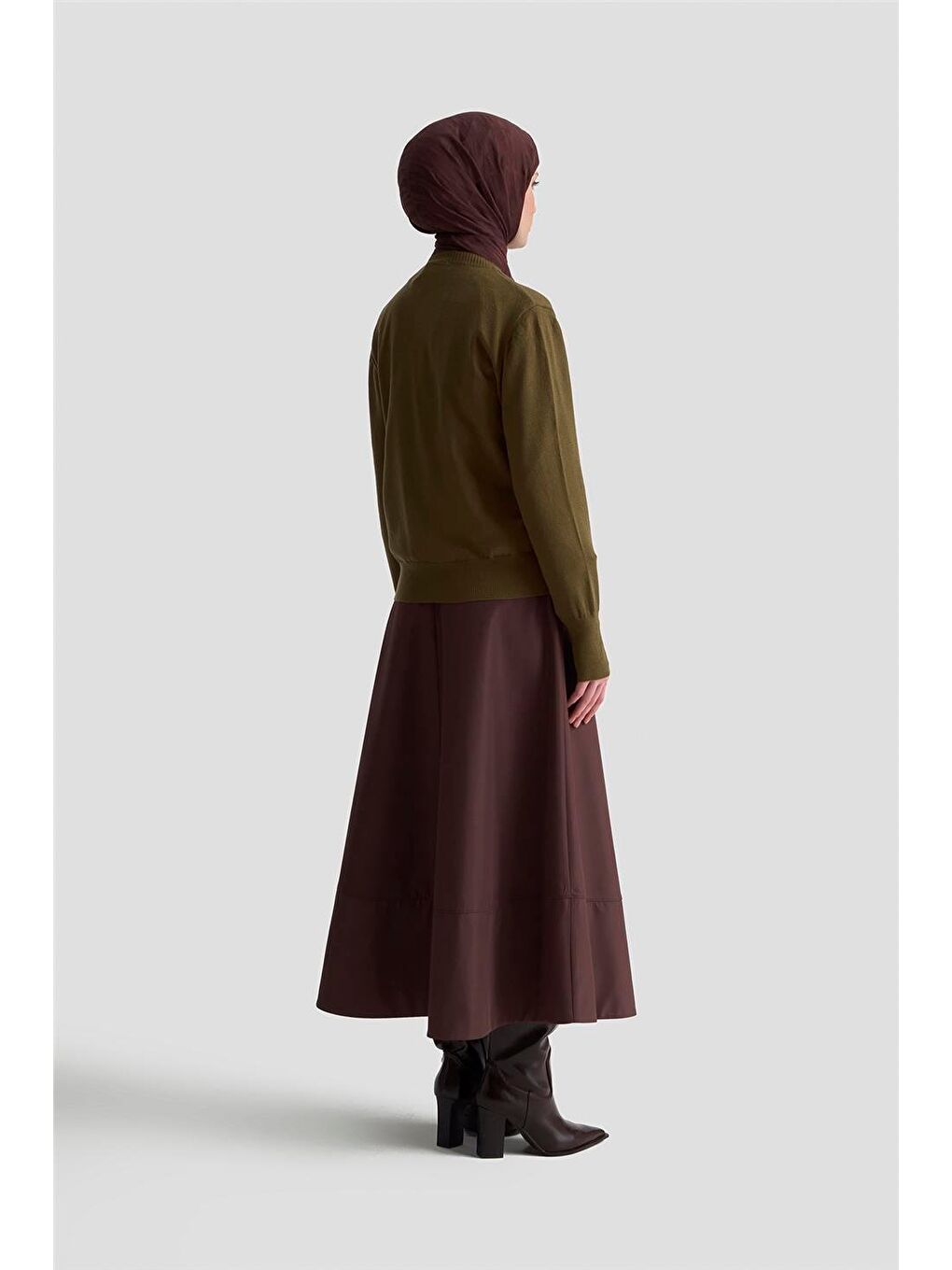 Düğme Detaylı Basic Hırka 25Kd7012 Haki-4