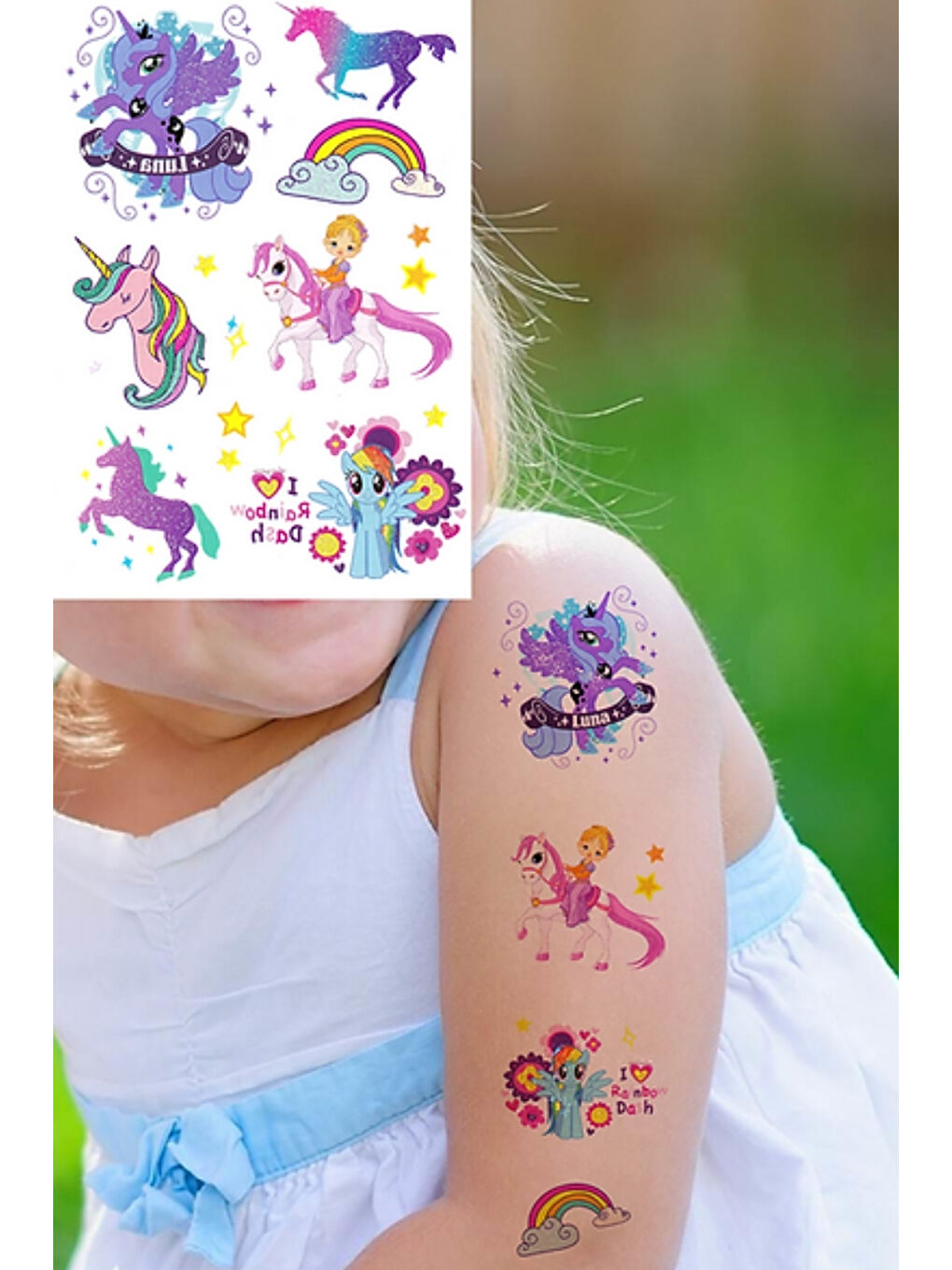 Karışık Çok Renkli Simli Temalı Kız Çocuk Dövme Set-1