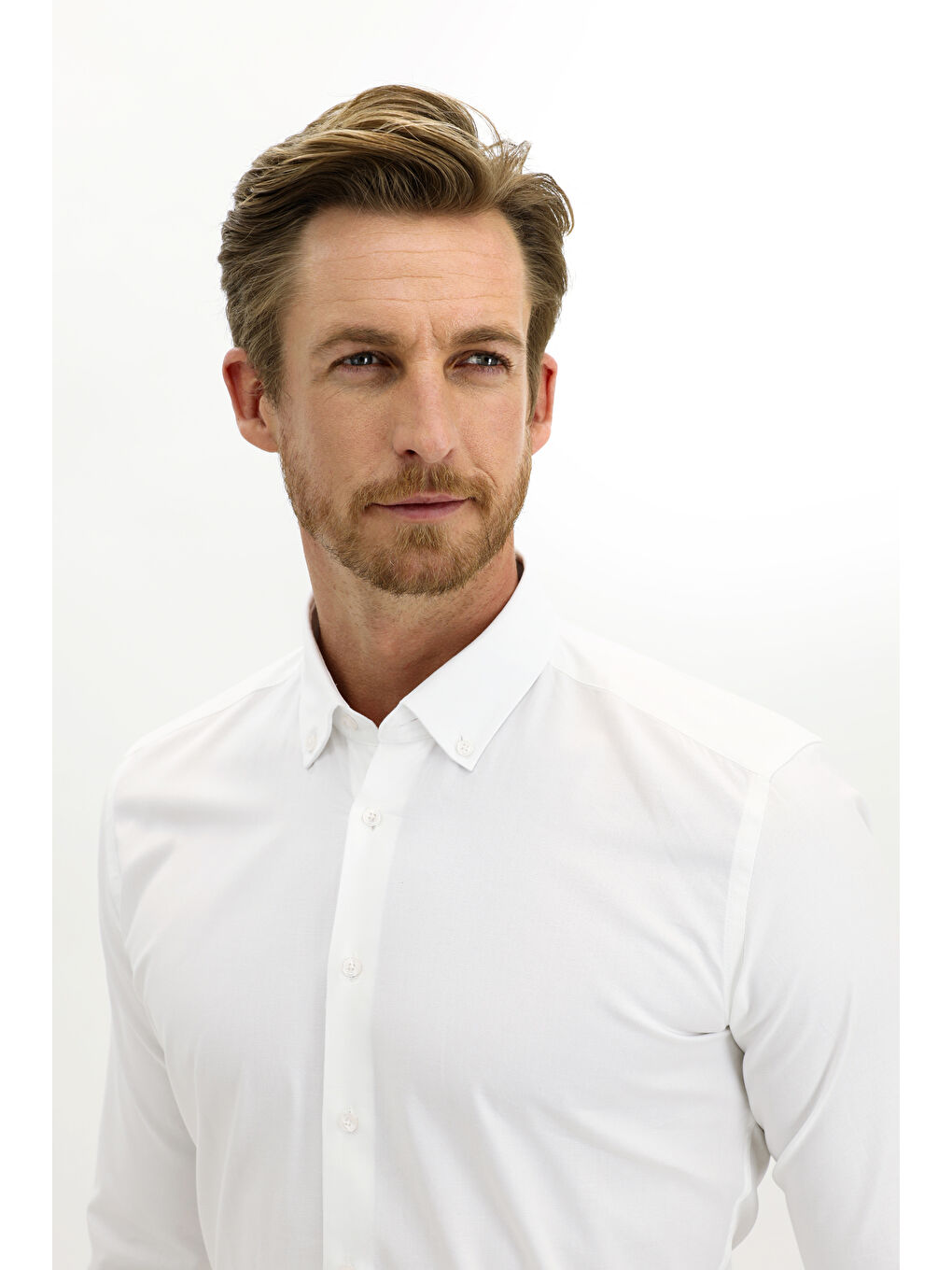 Beyaz Uzun Kol Slim Fit Dar Kesim Pamuk %100 Pamuk Gömlek