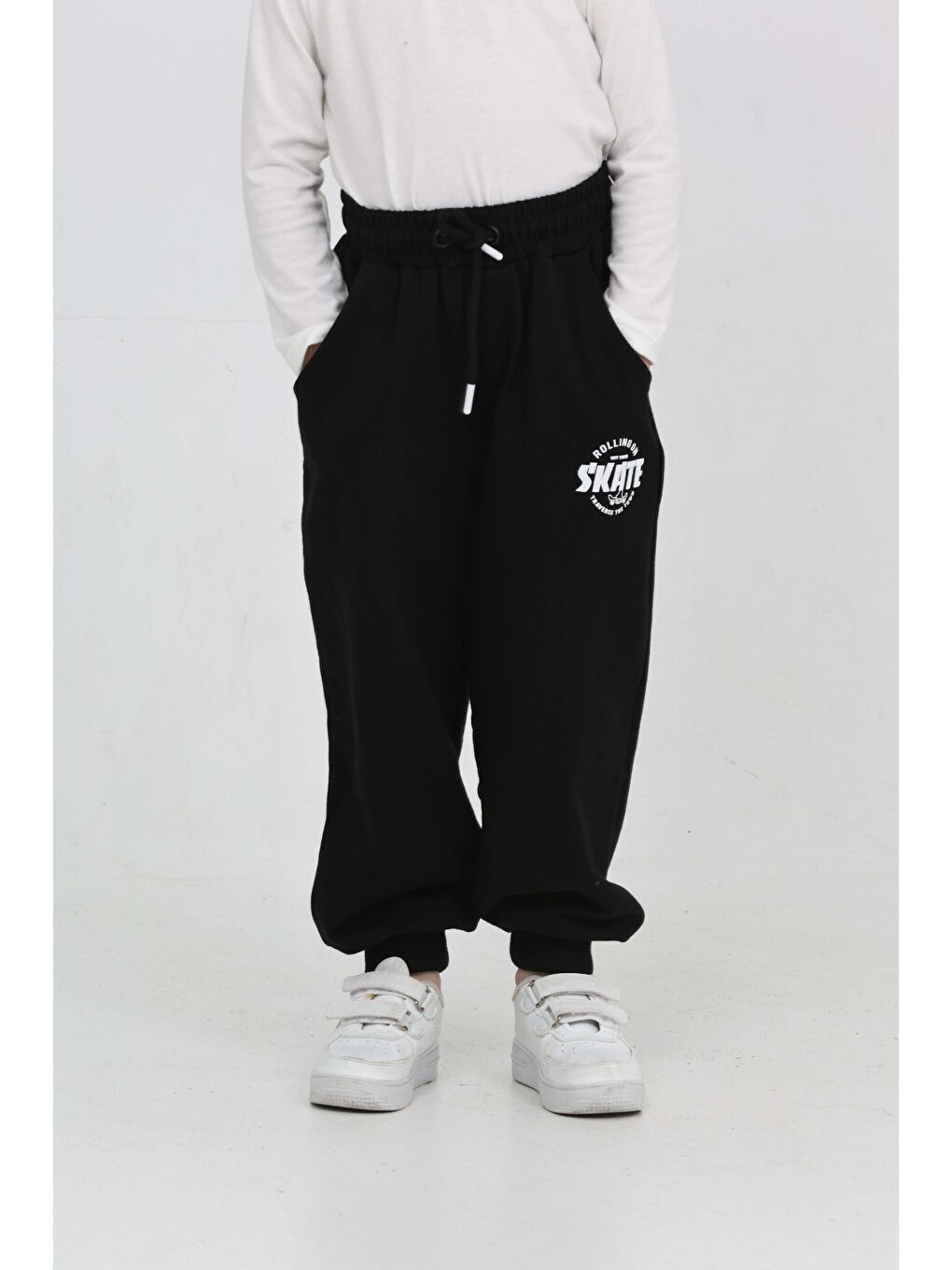 Siyah Erkek Çocuk Skate Baskılı Eşofman Alt-2