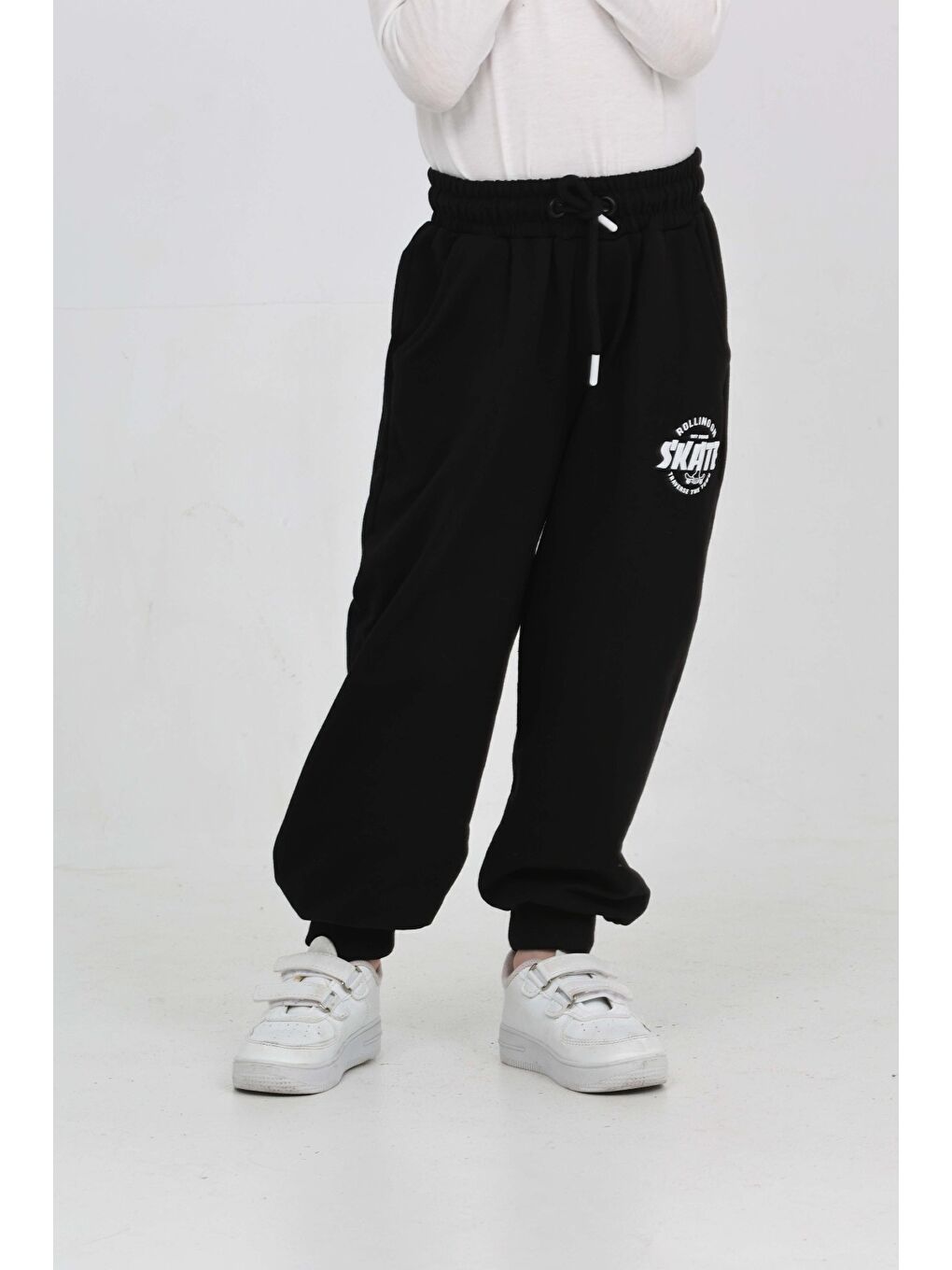 Siyah Erkek Çocuk Skate Baskılı Eşofman Alt-3