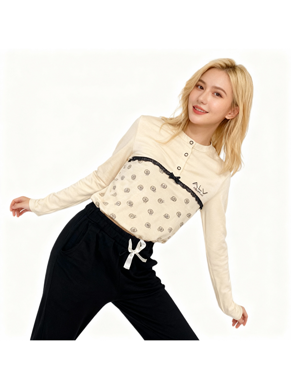 Bej Kadın Pamuklu Vanilya Renk Pijama Takımı Al506 V1-4