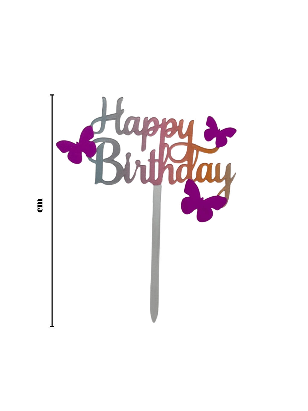 Karışık Çok Renkli Kelebek Temalı Happy Birthday Pasta Süsü-2