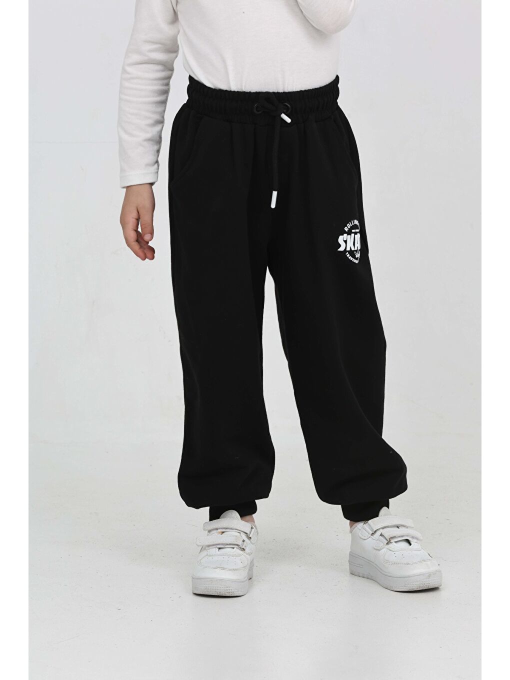 Siyah Erkek Çocuk Skate Baskılı Eşofman Alt-5