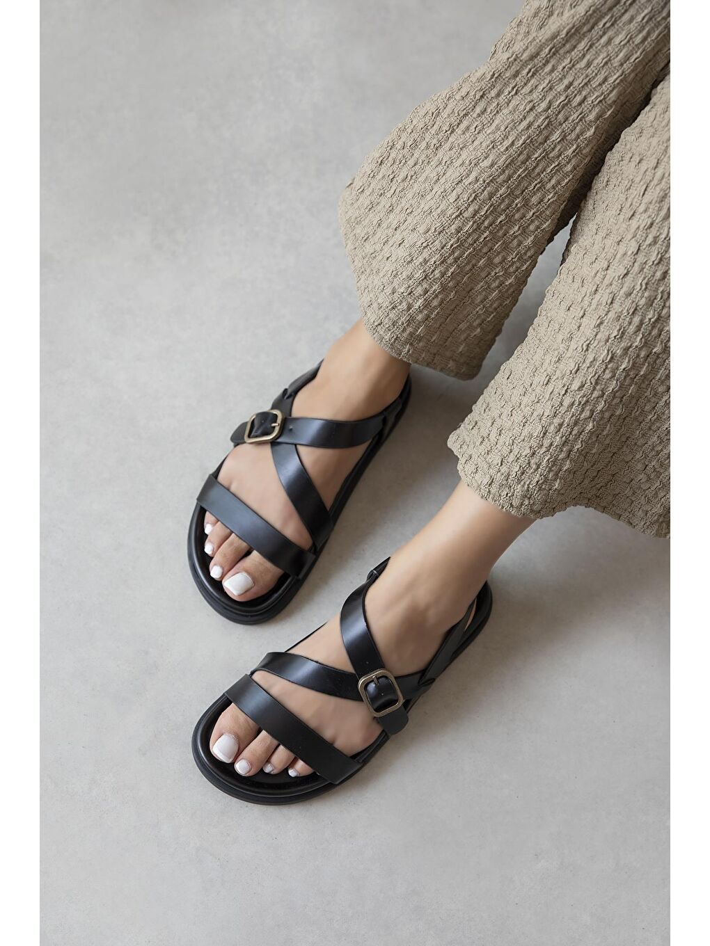 Vitinha Kadın Deri Sandalet Siyah-1