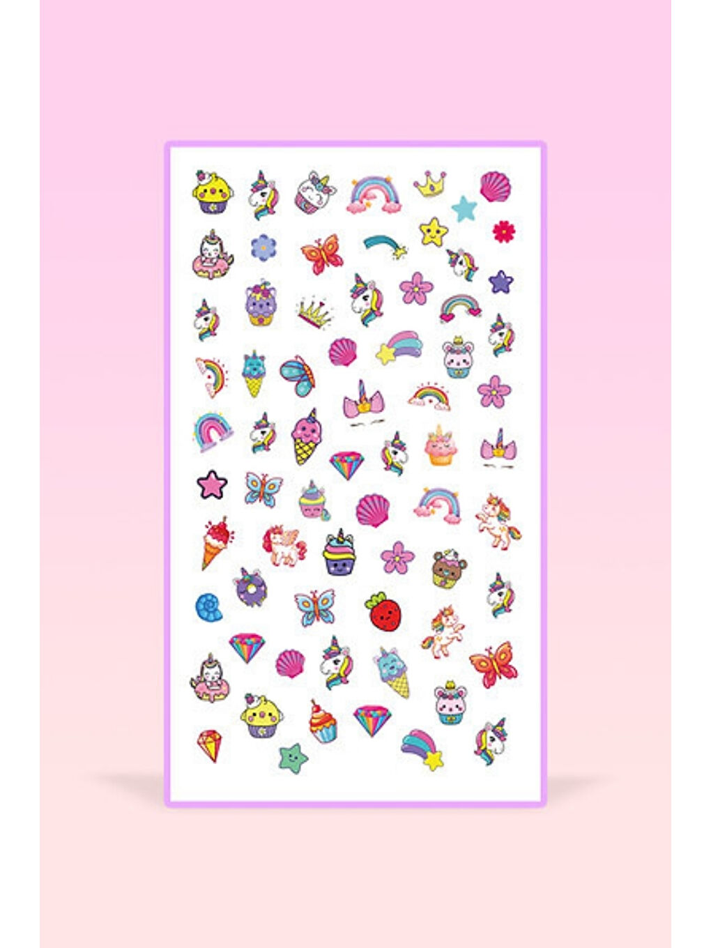 Çok Renkli Temalı Kız Çocuk Tırnak Sticker