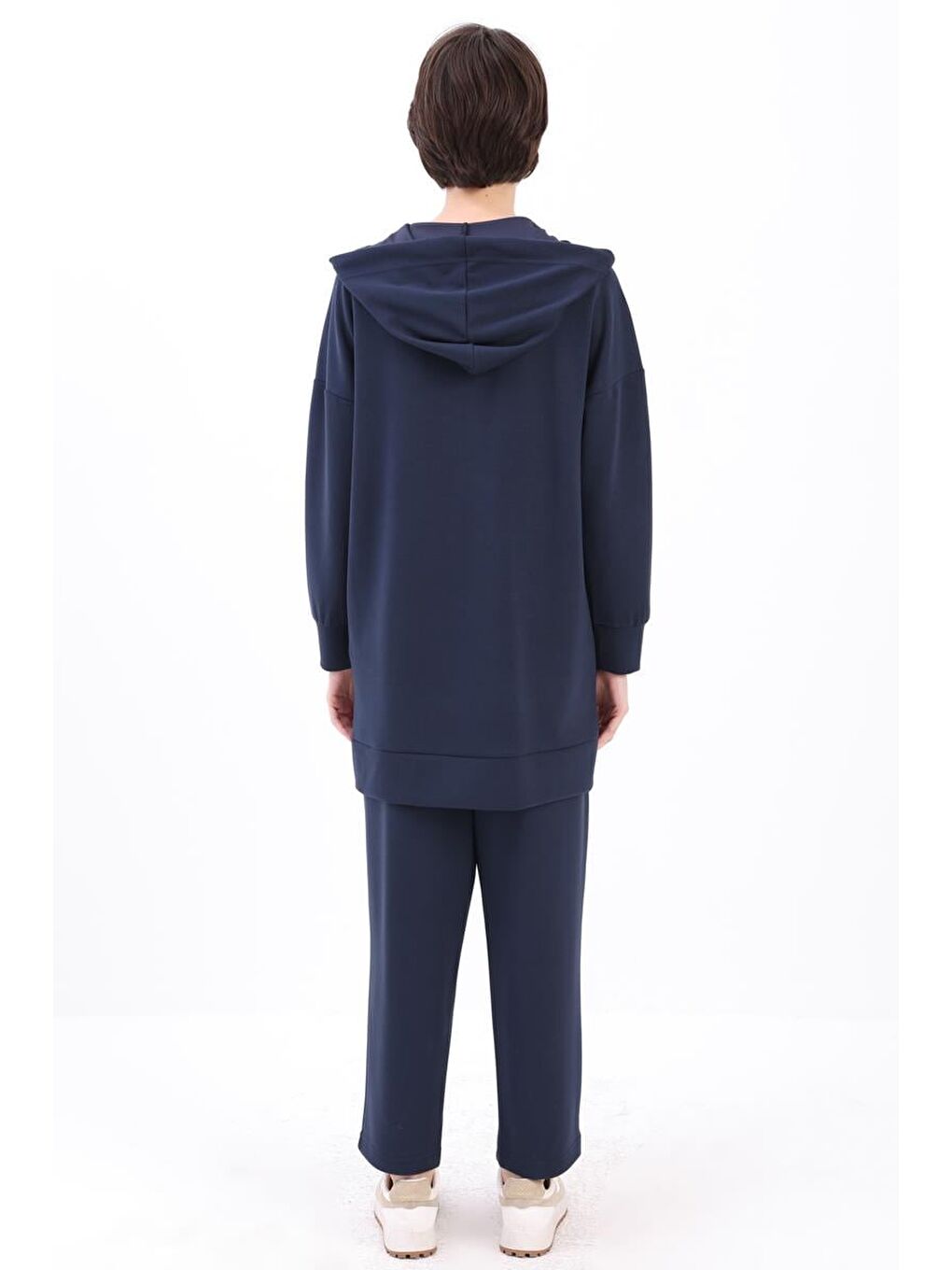 İndigo-Kanguru Cepli Hırkalı Eşofman Takımı-2