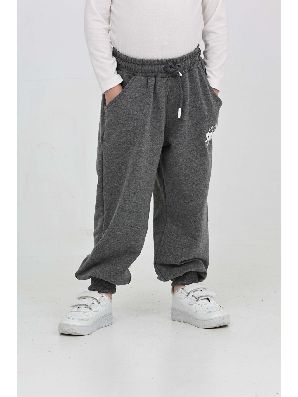 Antrasit Erkek Çocuk Skate Baskılı Eşofman Alt