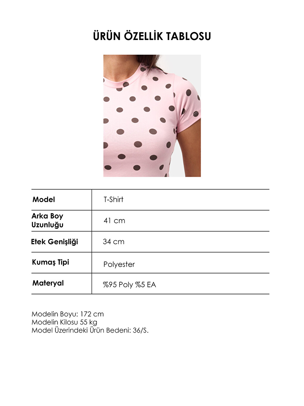 Kadın Pembe Puantiyeli s6-98 Crop Fit T-Shirt-4