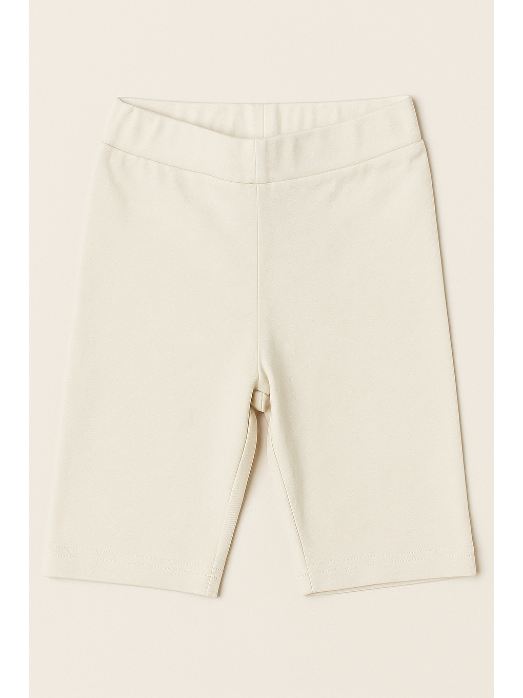 Ekru Kız Çocuk Pamuklu  Biker Tayt - Diz Üstü Rahat Kesim-1