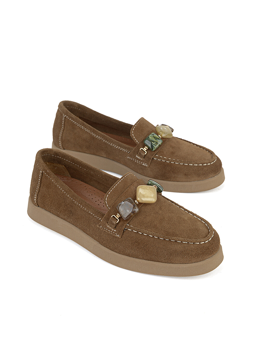 Kahverengi Kadın Hakiki Deri Loafer Ayakkabı 161359Z710 Caramel-1