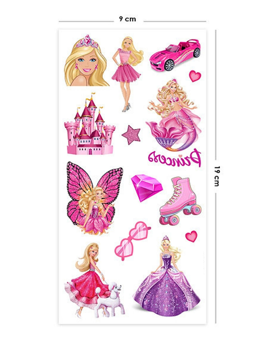 Pembe Prenses Temalı Kız Çocuk Dövme Set-2