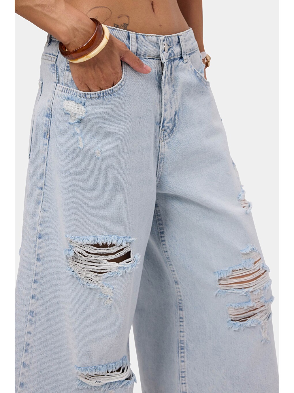Mavi Kadın Ice 12s6-3 Süper Baggy Fit Bermuda Denim Jort-2