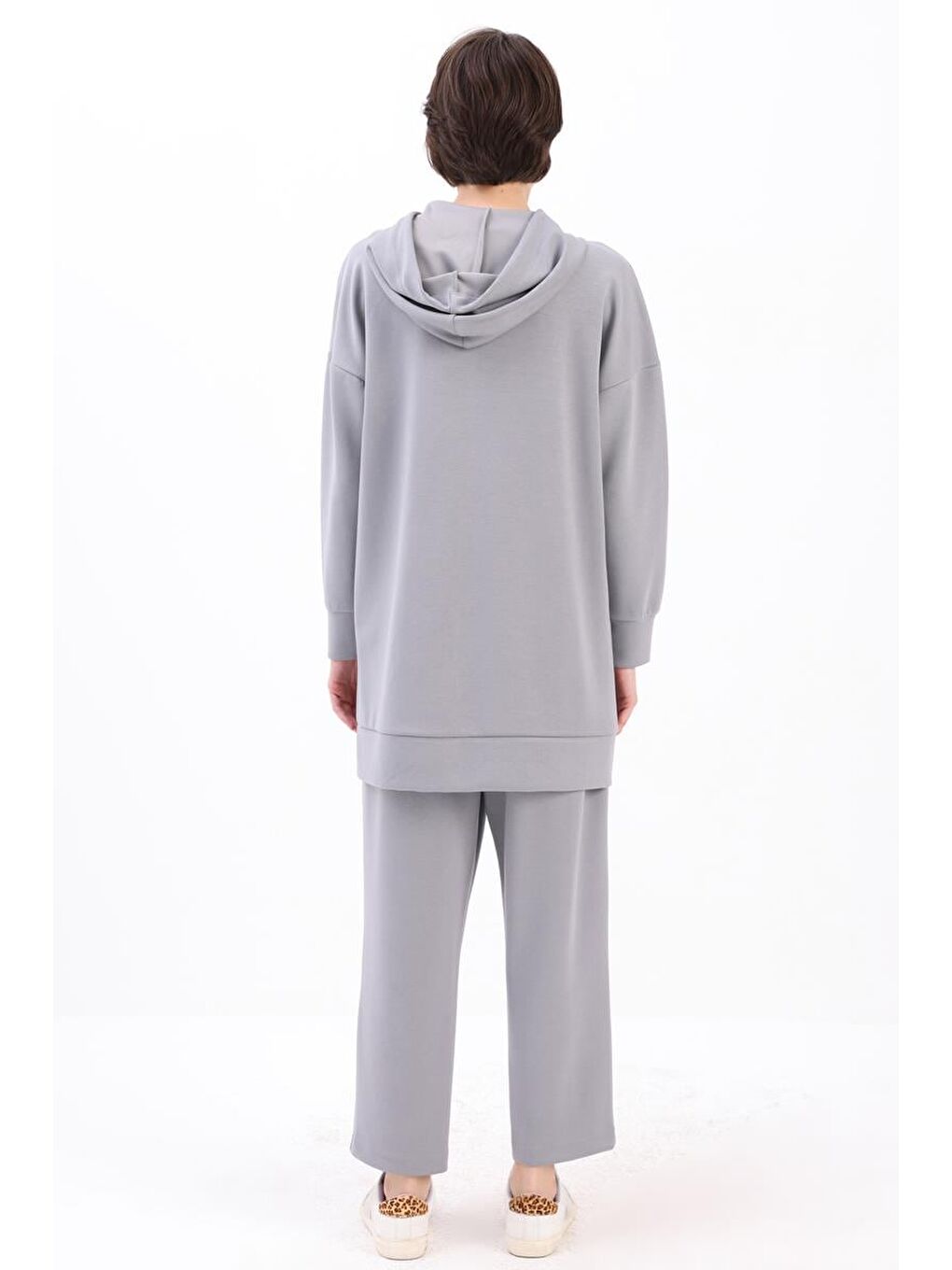 Gri-Kanguru Cepli Hırkalı Eşofman Takımı-3